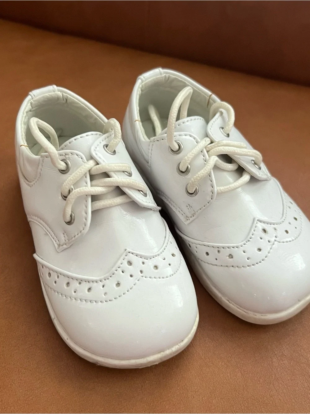 White patent leather toddler 6 oxford dress formal shoes baptisms christenings
